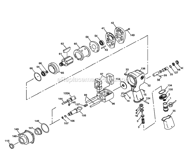 Chicago Pneumatic CP6500RSR Air Impact Wrench Power Tool Section 1 Diagram